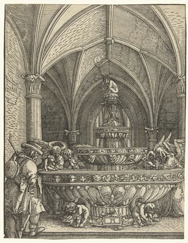 De Heilige Familie bij de bron by Unknown, print, 1506-1515