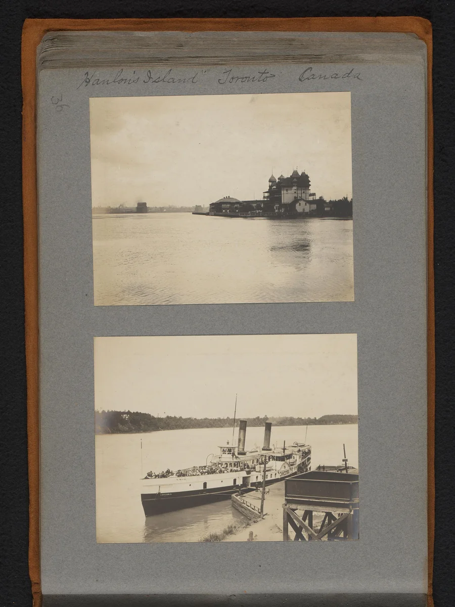 Gezicht op Hanlan's eiland, Toronto, en een aangemeerde stoomboot by Jan van der Mey, book, 1902