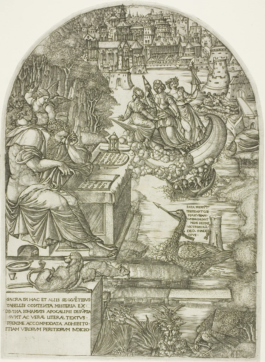 Duvet Studying the Apocalypse by Jean Duvet, print, 1555