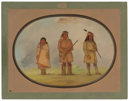 Three Delaware Indians by George Catlin, painting, 1861-1869