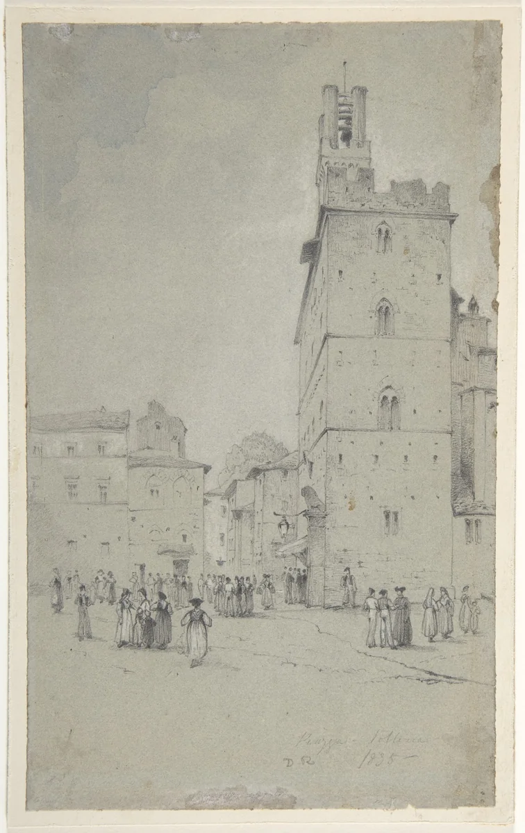 The Palazzo dei Priori, Volterra by David Roberts, drawing, 1835
