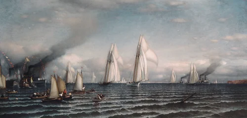 Finish—First International Race for America's Cup, August 8, 1870 by Samuel Colman, artwork, 1870