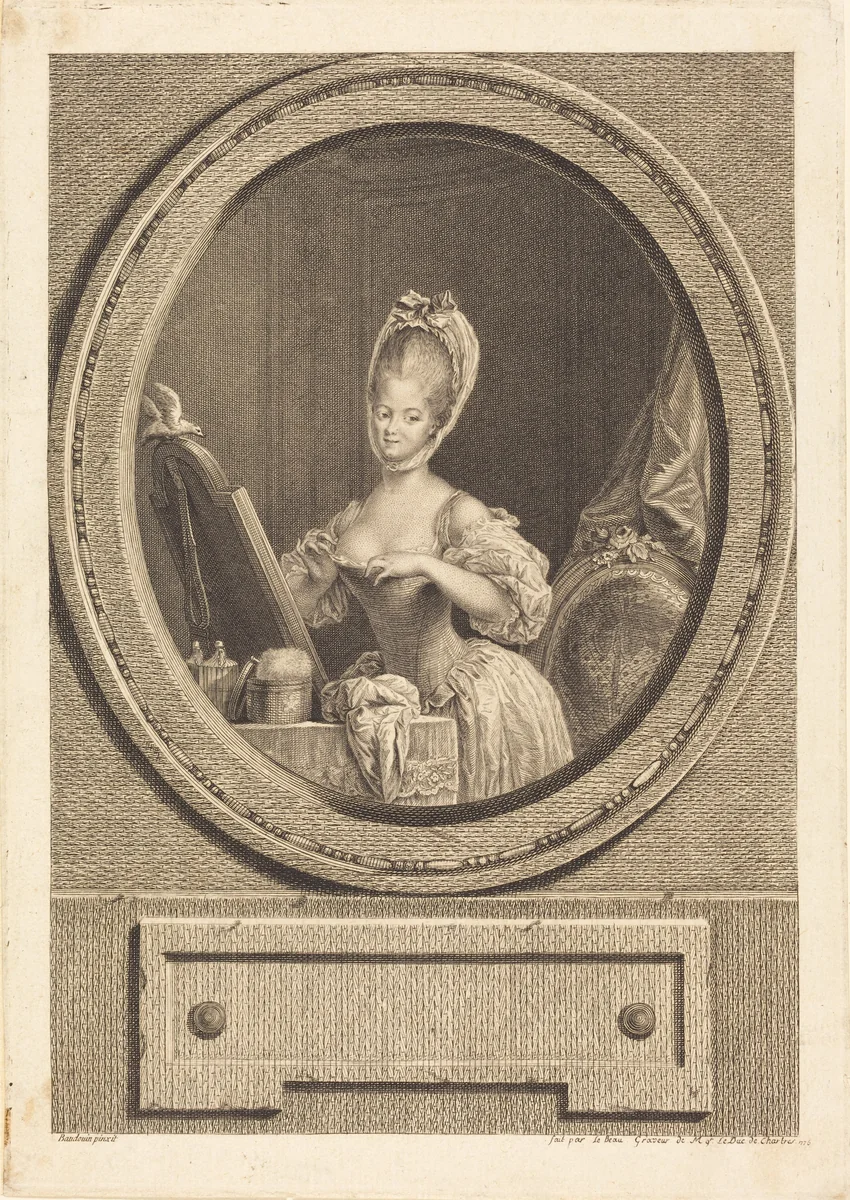 Sa taille est ravissante by Pierre Adrien Le Beau
Pierre-Antoine Baudouin, print, 1776