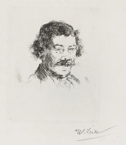 Portrait of the Painter Wopfner by Wilhelm Leibl, print, 1868-1878