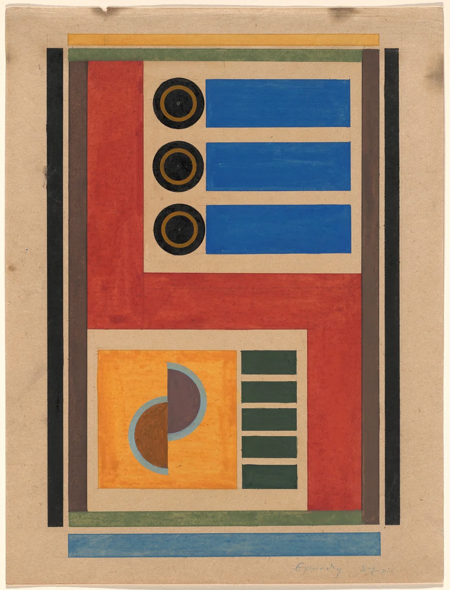 Untitled (composition in primary colors) by Vasyl Yermilov, drawing, 1927