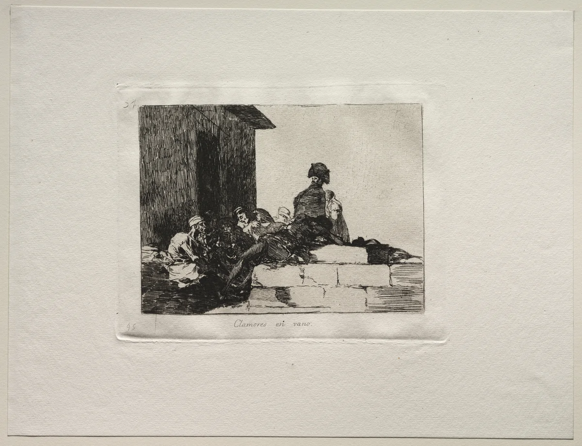 The Horrors of War: Appeals are in Vain by Francisco de Goya, print, 1810-1820