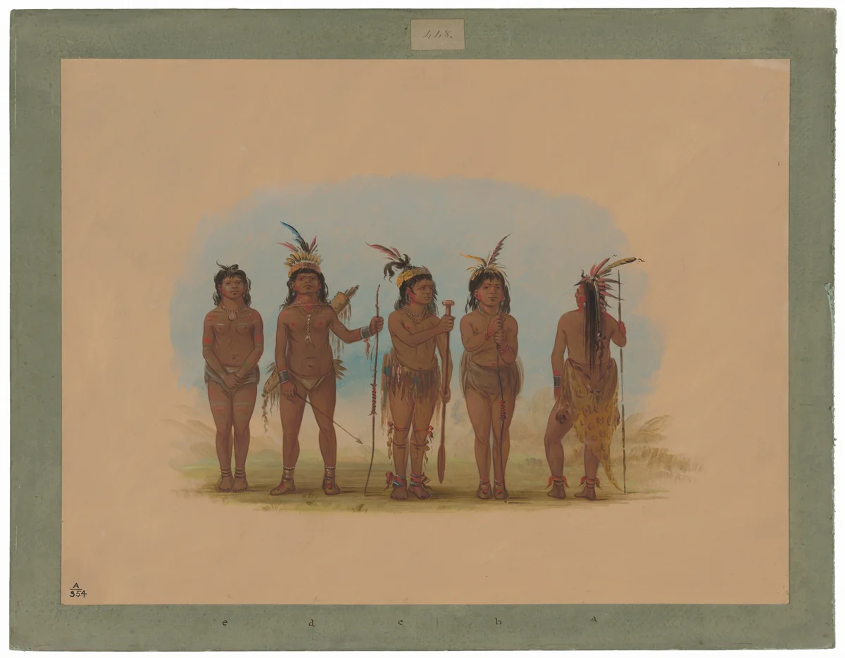 Five Caribbe Indians by George Catlin, painting, 1854-1869