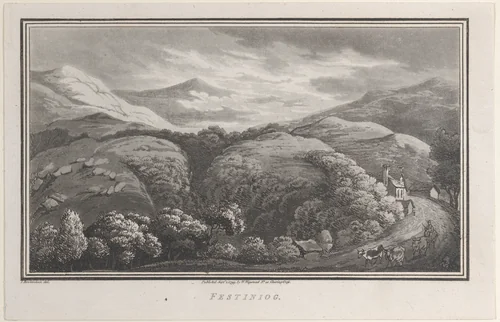Festiniog, from "Remarks on a Tour to North and South Wales, in the year 1797" by John Hill, print, 1799