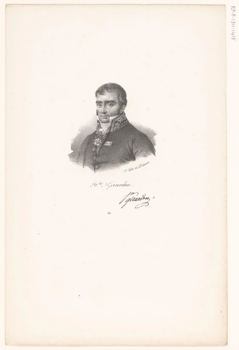 Portret van Louis Stanislas de Girardin by anonymous, print, 1818-1842