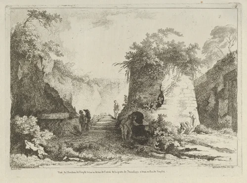 Vue du Tombeau de Virgile from Differentes vues dessiné d'après nature... dans les environs de Rome et de Naples by Adélaide Allou, print, 1700-1799