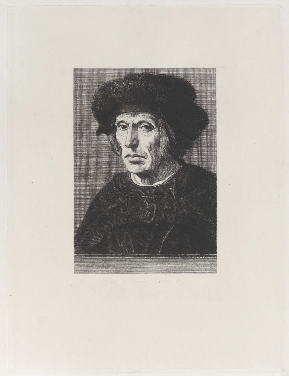 Portrait of Jacob van Veen, after Maarten van Heemskerck, from "Etchings of Pictures in the Metropolitan Museum New York" by Jules Ferdinand Jacquemart, print, 1871