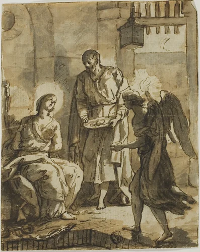 Saint Peter Visiting Saint Agatha in Prison and Healing her Wounds by Anton Raffael Mengs, drawing, 1650-1749