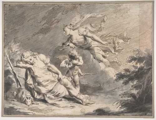 Diana Visiting the Sleeping Endymion by Pietro Antonio Novelli, drawing, 1729-1804