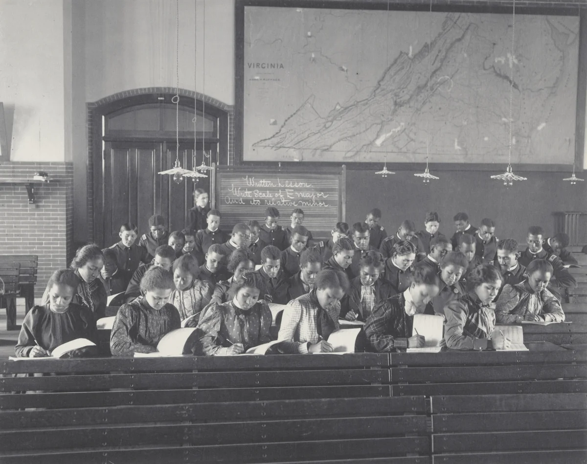 Senior Class writing music by Frances Benjamin Johnston, photograph, 1899