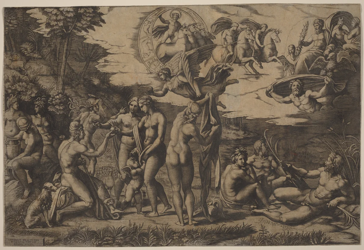 The Judgment of Paris by Marcantonio Raimondi, print, 1505-1515
