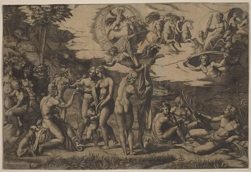 The Judgment of Paris by Marcantonio Raimondi, print, 1505-1515