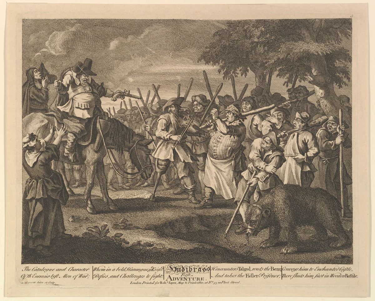 Hudibras's First Adventure (Twelve Large Illustrations for Samuel Butler's Hudibras, Plate 3) by William Hogarth, print, 1725-1768
