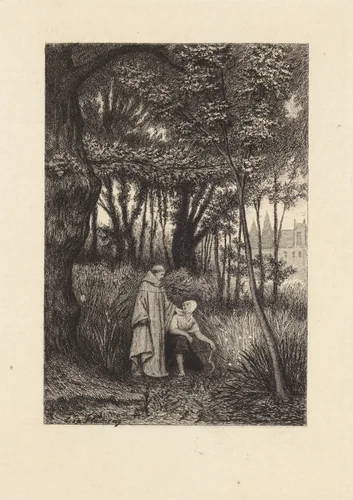 Le Péché Partagé, plate 1 from "The Decameron" by Léopold Flameng, print, 1868-1878
