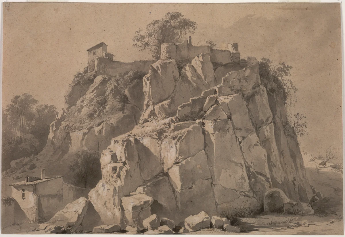 The Rock of Beauregard, Lyon by Jean Jacques de Boissieu, drawing, 1780-1790