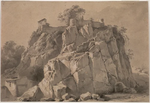 The Rock of Beauregard, Lyon by Jean Jacques de Boissieu, drawing, 1780-1790