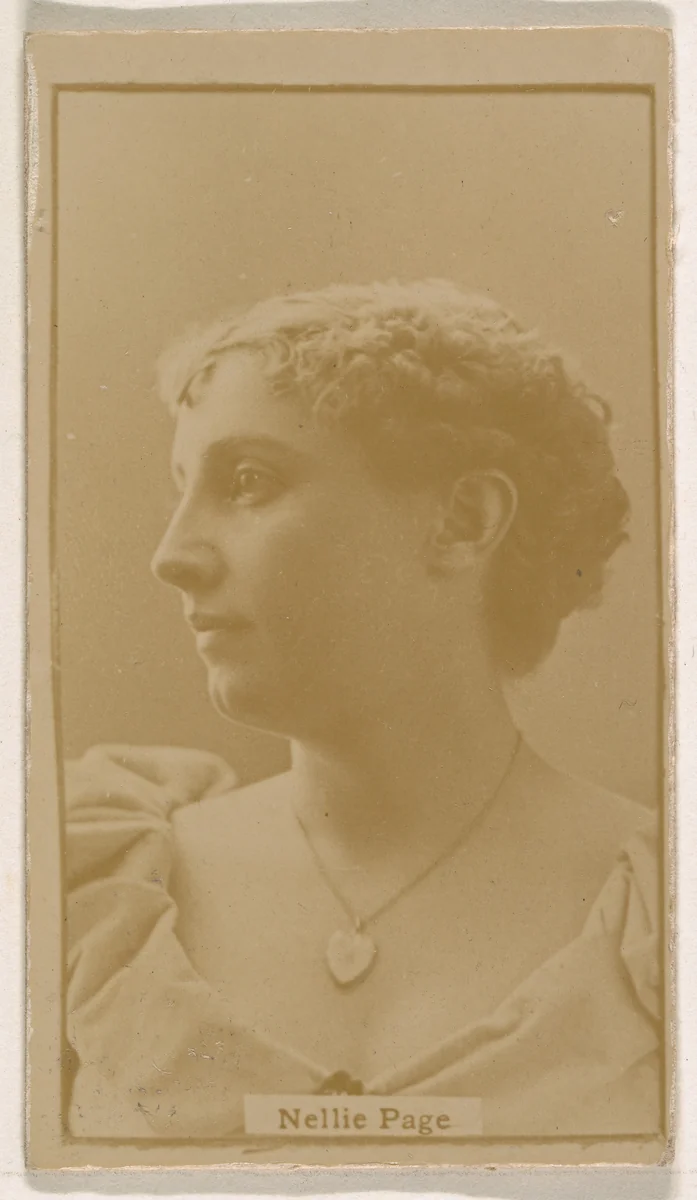 Nellie Page, from the Actresses series (N245) issued by Kinney Brothers to promote Sweet Caporal Cigarettes by Kinney Brothers Tobacco Company, photograph, 1890