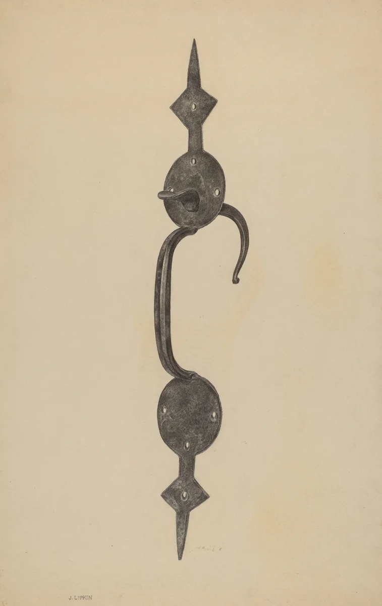 Door Handle with Thumb Press by Jacob Lipkin, index of american design, 1939