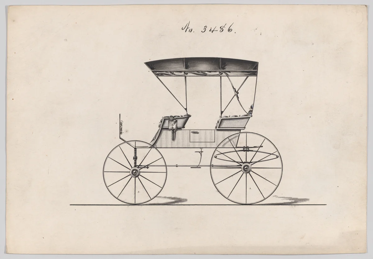 Design for Extension Top Park Phaeton, no. 3486 by Brewster & Co., drawing, 1879