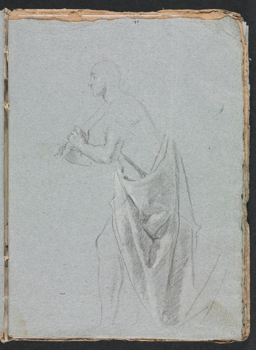 Verona Sketchbook: Standing male with drapery (page 19) by Francesco Lorenzi, book, 1760