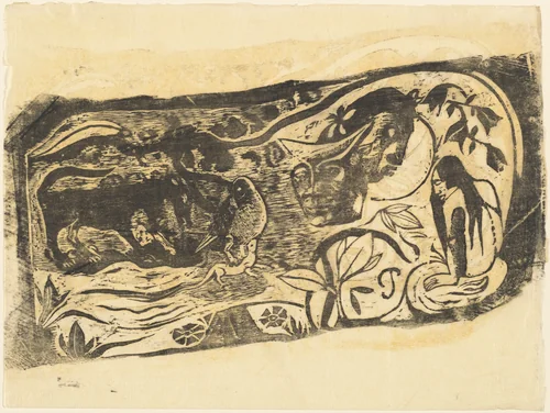 Plate with the Head of a Horned Devil (Planche au diable cornu) by Paul Gauguin, print, 1895