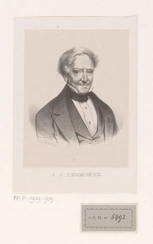 Portret van Coenraad Jacob Temminck by anonymous, print, 1858