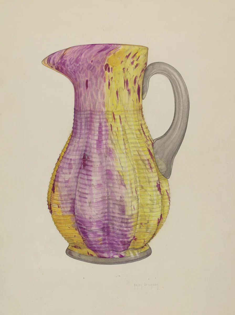 Glass Water Pitcher by Helen Bronson, index of american design, 1938