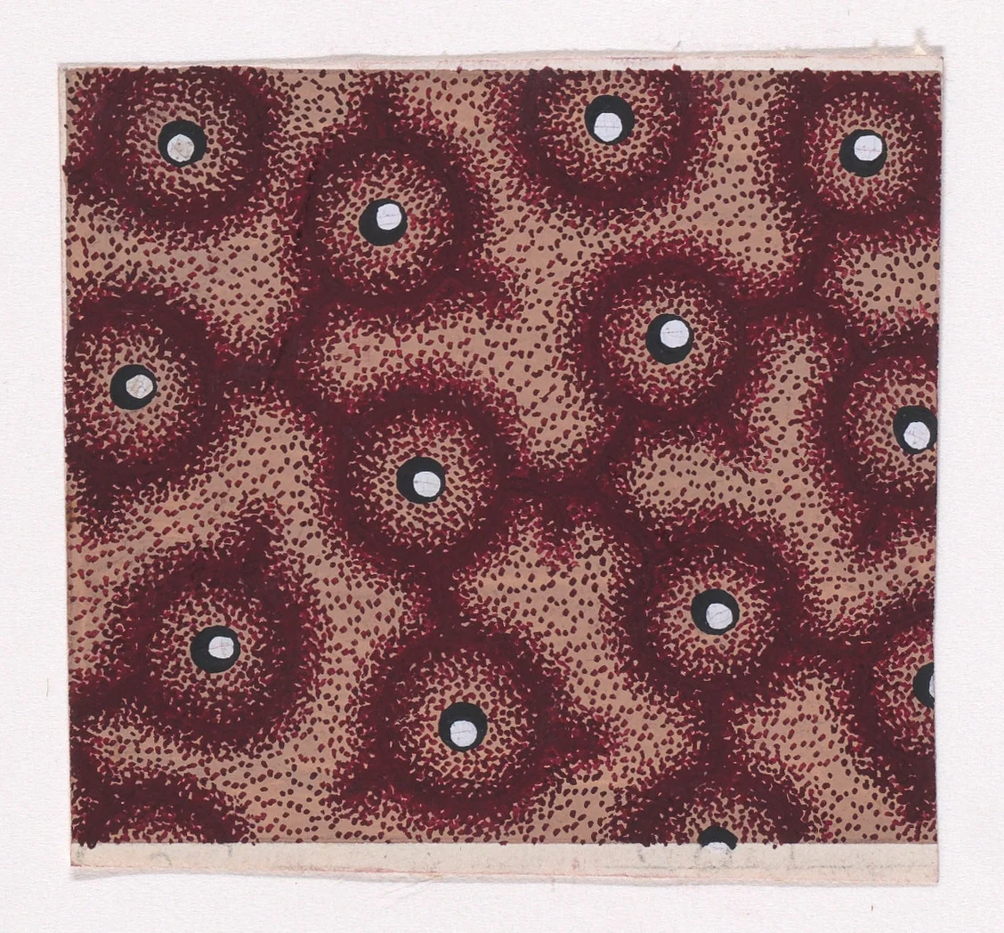 Textile Design with a Network of Circles with Pearls in the Middle by anonymous, drawing, 1840
