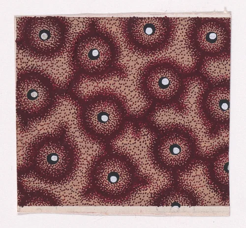 Textile Design with a Network of Circles with Pearls in the Middle by anonymous, drawing, 1840