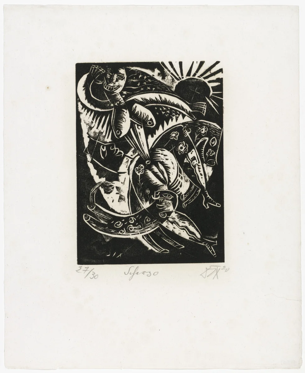 Scherzo from the portfolio Nine Woodcuts (Neun Holzschnitte) by Otto Dix, print, 1920
