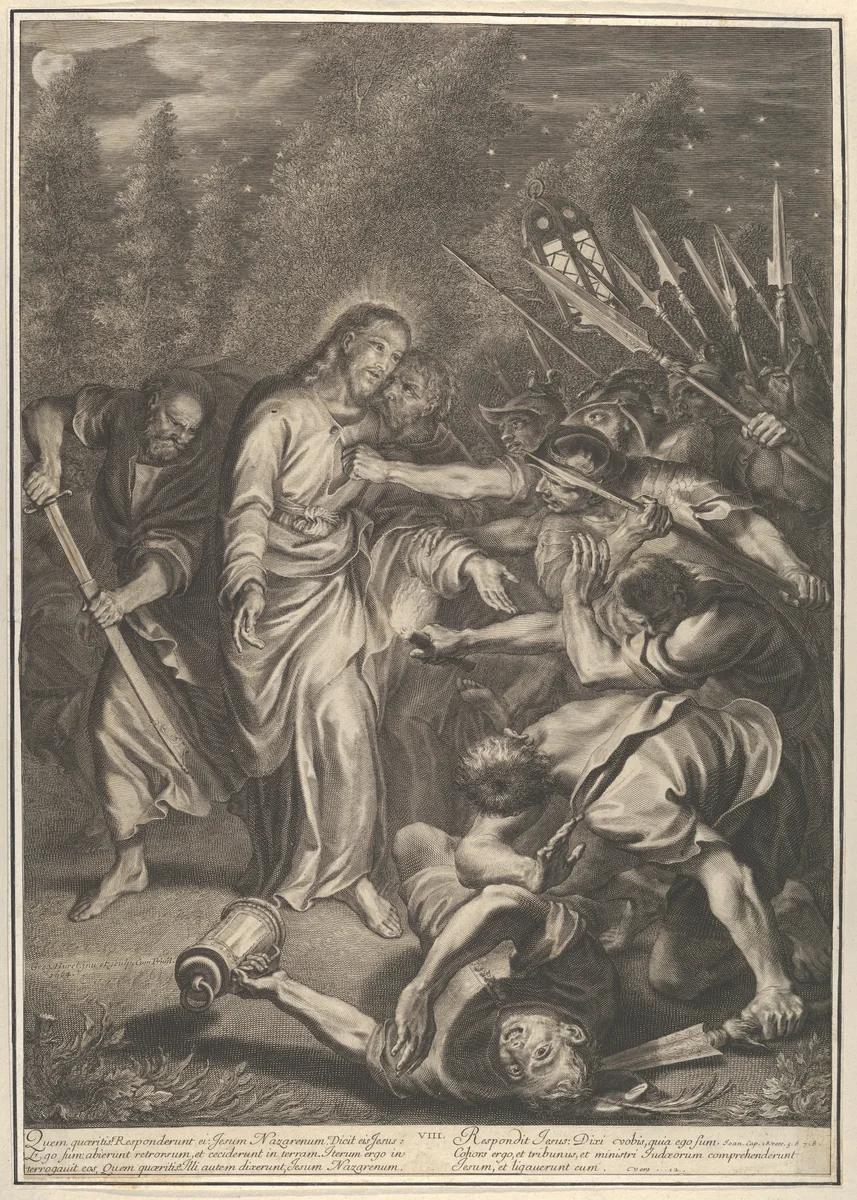 Christ Taken Prisoner in the Garden, from The Passion of Christ, plate 8 by Grégoire Huret, print, 1664