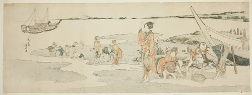 Shellfish gathering by Katsushika Hokusai (葛飾 北斎), print, 1795-1805