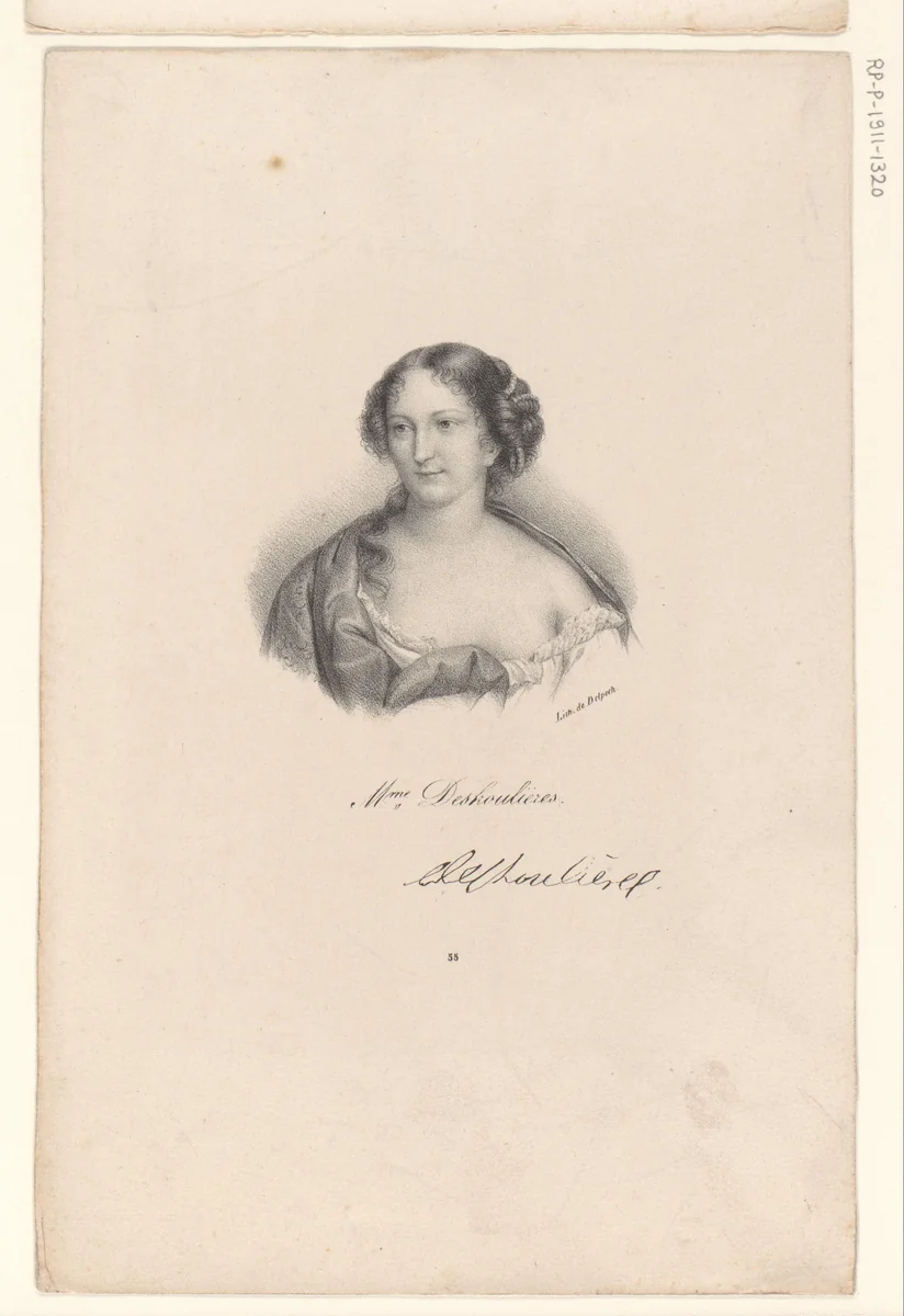 Portret van Antoinette Des Houlières by anonymous, print, 1818-1842