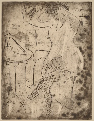 Dodo Arranging Her Hair by Ernst Ludwig Kirchner, print, 1909