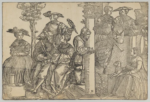 Musicians and Onlookers by Hans Schäufelein, print, 1500-1540