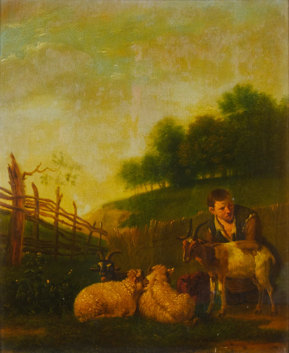 Young Shepherd Milking a Goat by Karel Dujardin, painting
