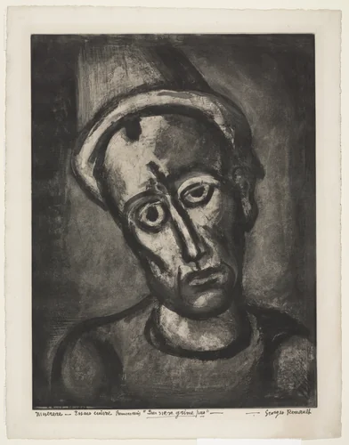 Trial proof for Who Does Not Paint Himself a Face?, plate VIII from Miserere by Georges Rouault, print, 1923