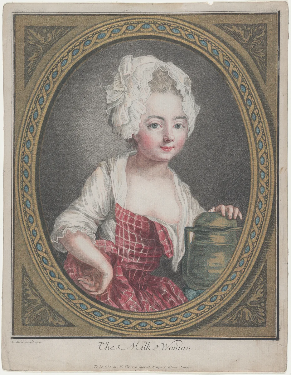 The Milk Woman by Louis Marin Bonnet, print, 1774