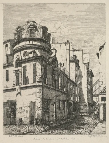 Eaux-Fortes sur le Vieux Paris: Ancienne école de médecine rue de la Bûcherie (Etchings of Old Paris: Former Medical School, rue de la Bucherie) by Gabrielle-Marie Niel, print, 1865