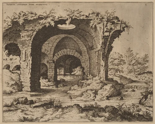 View of Unidentified Ruins by Hieronymus Cock, print, 1550