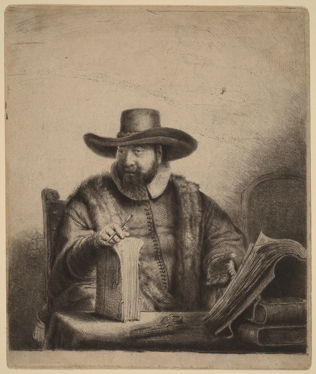 Cornelis Claesz Anslo by Rembrandt van Rijn, print, 1641