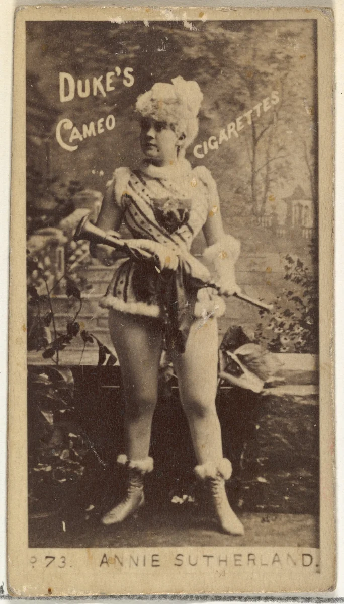 Card Number 73, Annie Sutherland, from the Actors and Actresses series (N145-4) issued by Duke Sons & Co. to promote Cameo Cigarettes by W. Duke, Sons & Co., photograph, 1880-1889