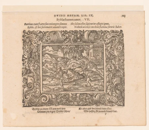 Byblis en Caunus by Virgilius Solis, print, 1569