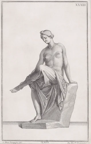Plate XXXIII (33): Venus, from "Museum Florentinum" (Statuae antiquae dorum et virorum illustrium) by Giovanni Girolamo Frezza, print, 1734