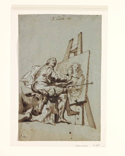 Saint Luke Painting the Virgin by Georg Anton Urlaub, drawing, 1750-1760
