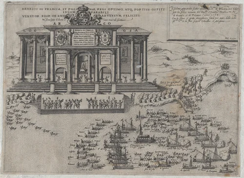 Entry of Henri III, King of France and Poland, into Venice by Domenico Zenoi, print, 1574